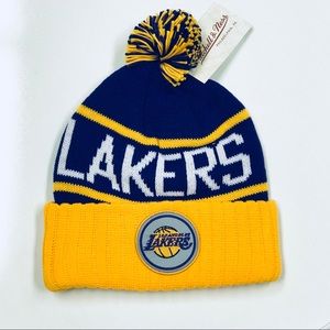 Los Angeles lakers Mitchell and ness Pom beanie